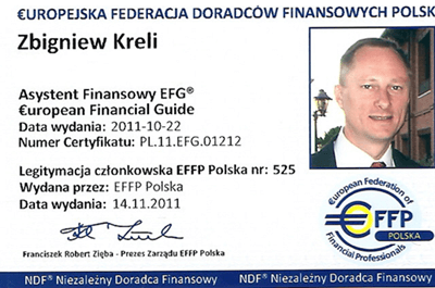 doradca finansowy zbigniew kreli legitymacja